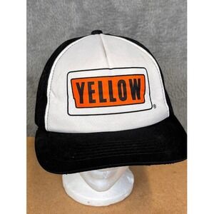 Vintage Yellow Freight Systems Trucker Hat AJ Headwear Black White Snapback Cap‎